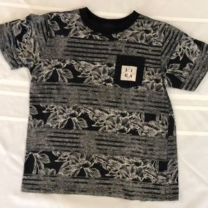 Lira Boys Large T-shirt is black with shades of gray and cream.